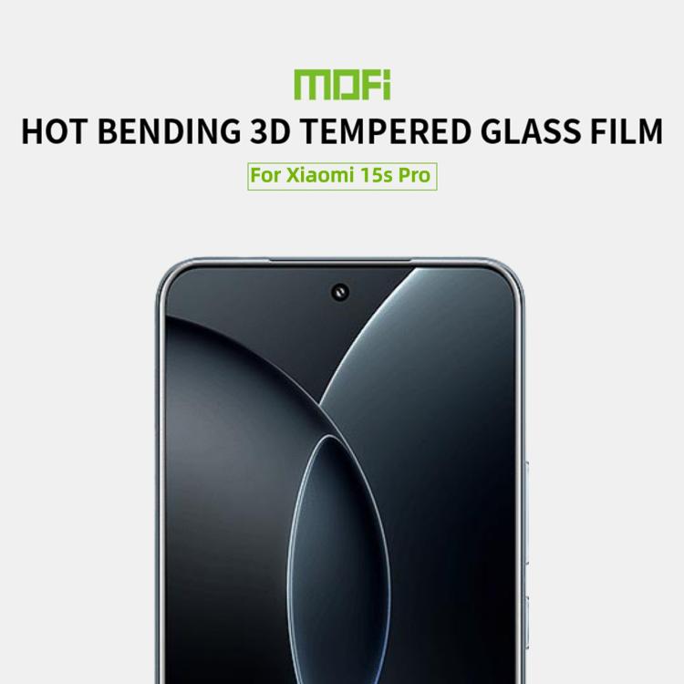 Pellicola in vetro temperato piegato a caldo 3D MOFI 9H, For Xiaomi 15s Pro, For Xiaomi 15 Ultra, For Xiaomi 15 Pro, For Xiaomi 14 Ultra, For Xiaomi 14 Pro, For Xiaomi Redmi Note13 Pro+, For Xiaomi Civi 3, For Redmi Note 14 Pro 5G / 14 Pro+ 5G