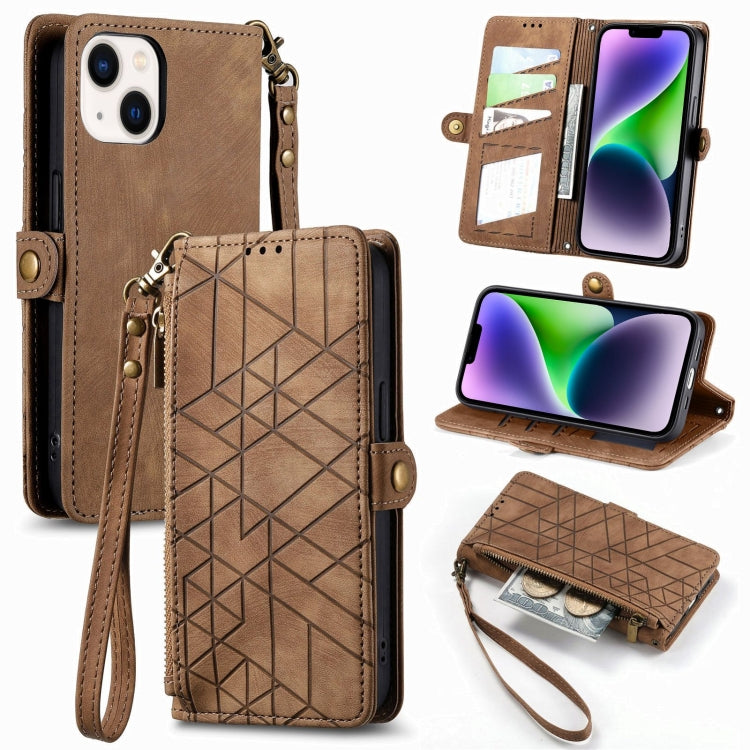 Custodia portafoglio in pelle con cerniera per iPhone 13 e 14 Pro