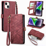 Custodia portafoglio in pelle con cerniera per iPhone 13 e 14 Pro