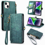Custodia portafoglio in pelle con cerniera per iPhone 13 e 14 Pro