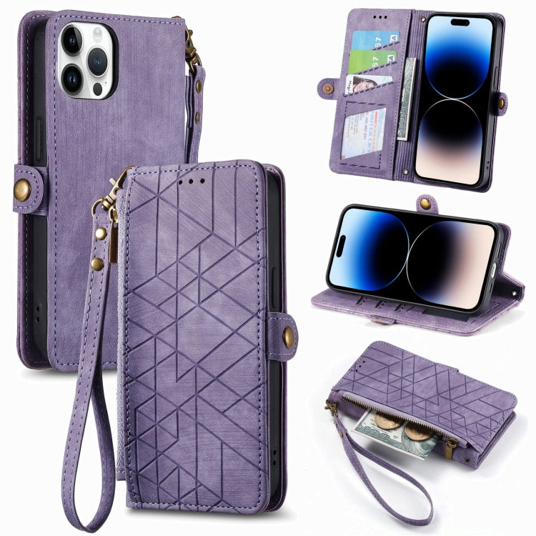 Custodia portafoglio in pelle con cerniera per iPhone 13 e 14 Pro