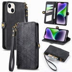 Custodia portafoglio in pelle con cerniera per iPhone 13 e 14 Pro