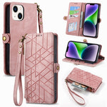 Custodia portafoglio in pelle con cerniera per iPhone 13 e 14 Pro