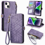Custodia portafoglio in pelle con cerniera per iPhone 13 e 14 Pro