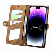 Portafoglio in pelle con cerniera per iPhone