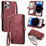 Custodia portafoglio in pelle con cerniera per iPhone