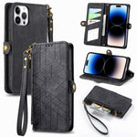 Custodia portafoglio in pelle con cerniera per iPhone