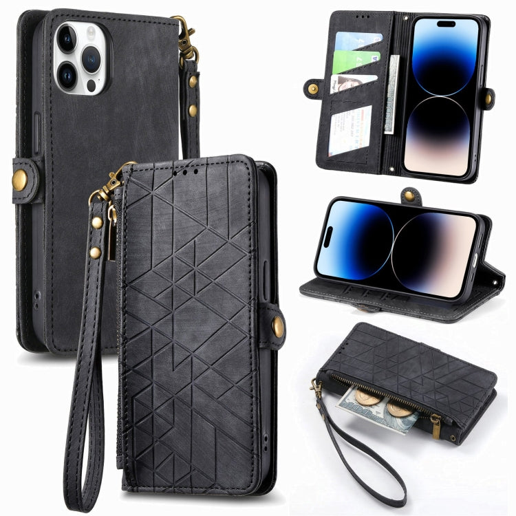 Custodia portafoglio in pelle con cerniera per iPhone