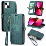 Custodia portafoglio in pelle con cerniera per iPhone