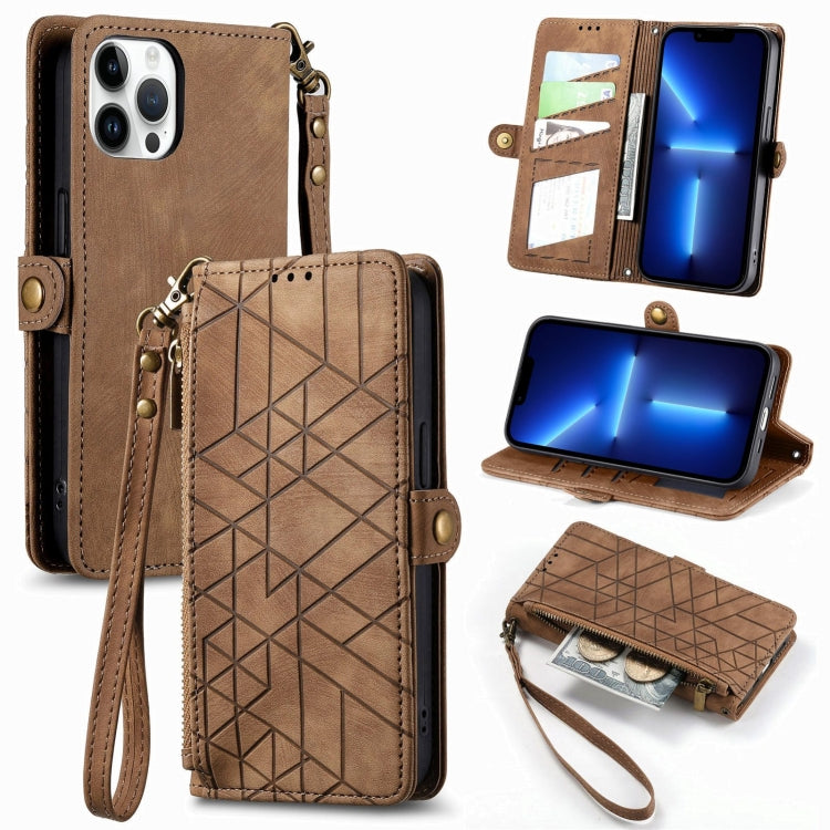 Custodia portafoglio in pelle con cerniera per iPhone