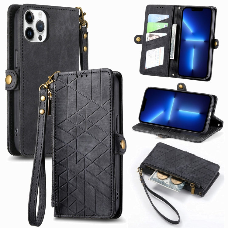 Custodia portafoglio in pelle con cerniera per iPhone