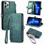 Custodia portafoglio in pelle con cerniera per iPhone