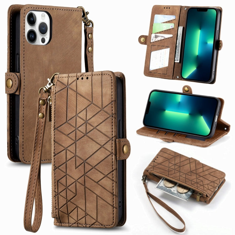 Custodia portafoglio in pelle con cerniera per iPhone