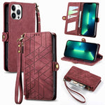 Custodia portafoglio in pelle con cerniera per iPhone