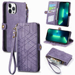 Custodia portafoglio in pelle con cerniera per iPhone