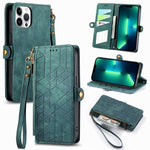 Custodia portafoglio in pelle con cerniera per iPhone