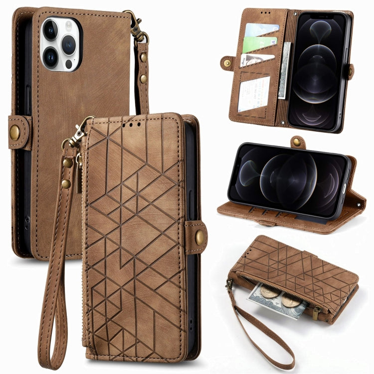 Custodia portafoglio in pelle con cerniera per iPhone