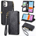 Custodia portafoglio in pelle con cerniera per iPhone