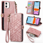 Custodia portafoglio in pelle con cerniera per iPhone