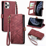 Custodia portafoglio in pelle con cerniera per iPhone