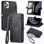 Custodia portafoglio in pelle con cerniera per iPhone