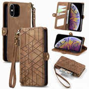 Portafoglio con cerniera geometrica Portafoglio in pelle con fibbia laterale, For iPhone XS Max, For iPhone 7 Plus / 8 Plus, For iPhone 6 Plus / 6s Plus, For iPhone 6 / 6s