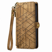 Portafoglio con cerniera geometrica Portafoglio in pelle con fibbia laterale, For iPhone XS Max, For iPhone 7 Plus / 8 Plus, For iPhone 6 Plus / 6s Plus, For iPhone 6 / 6s