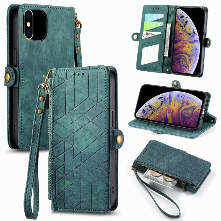 Portafoglio con cerniera geometrica Portafoglio in pelle con fibbia laterale, For iPhone XS Max, For iPhone 7 Plus / 8 Plus, For iPhone 6 Plus / 6s Plus, For iPhone 6 / 6s