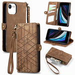 Custodia portafoglio in pelle con cerniera per iPhone