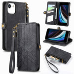 Custodia portafoglio in pelle con cerniera per iPhone
