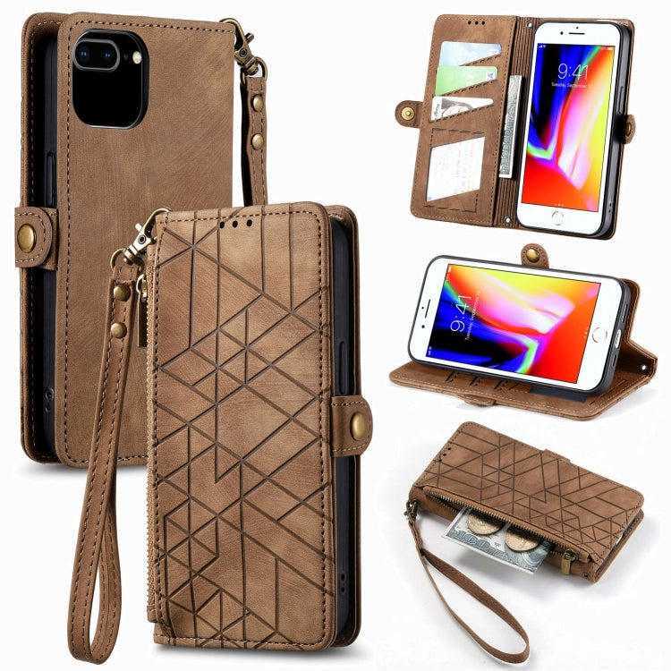 Portafoglio con cerniera geometrica Portafoglio in pelle con fibbia laterale, For iPhone XS Max, For iPhone 7 Plus / 8 Plus, For iPhone 6 Plus / 6s Plus, For iPhone 6 / 6s