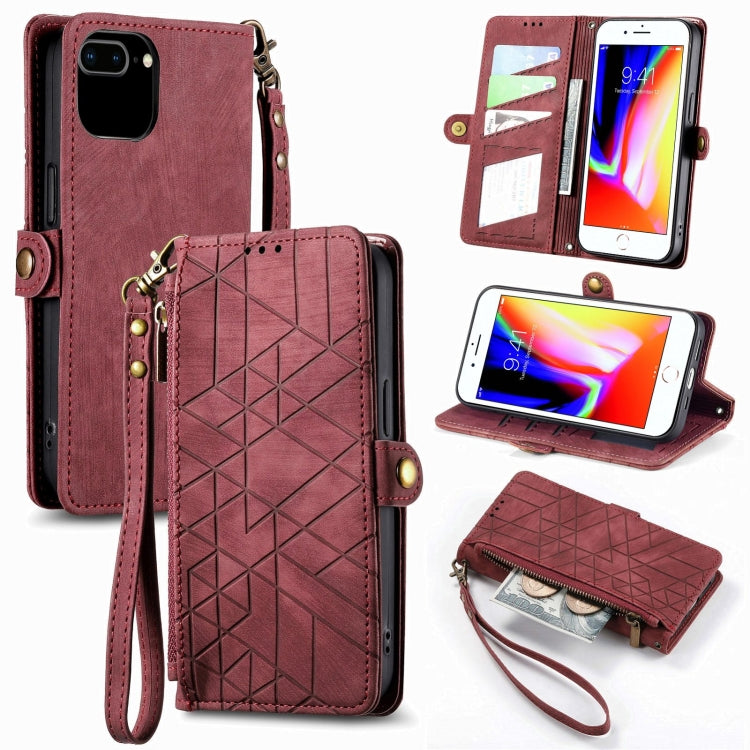 Portafoglio con cerniera geometrica Portafoglio in pelle con fibbia laterale, For iPhone XS Max, For iPhone 7 Plus / 8 Plus, For iPhone 6 Plus / 6s Plus, For iPhone 6 / 6s
