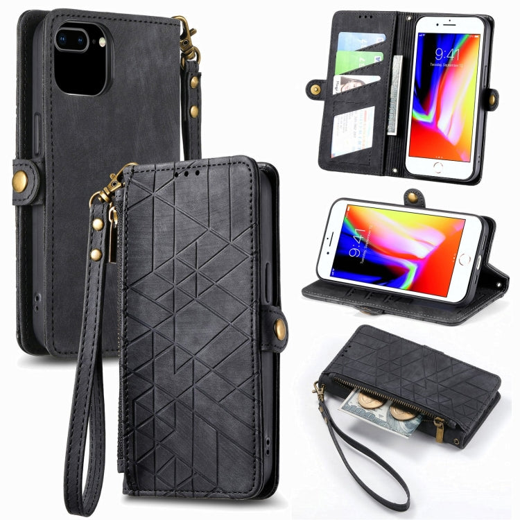 Portafoglio con cerniera geometrica Portafoglio in pelle con fibbia laterale, For iPhone XS Max, For iPhone 7 Plus / 8 Plus, For iPhone 6 Plus / 6s Plus, For iPhone 6 / 6s