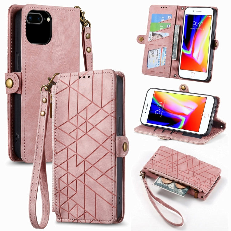 Portafoglio con cerniera geometrica Portafoglio in pelle con fibbia laterale, For iPhone XS Max, For iPhone 7 Plus / 8 Plus, For iPhone 6 Plus / 6s Plus, For iPhone 6 / 6s