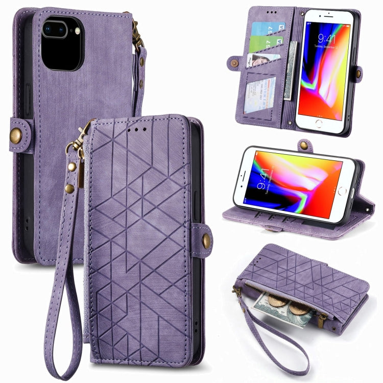 Portafoglio con cerniera geometrica Portafoglio in pelle con fibbia laterale, For iPhone XS Max, For iPhone 7 Plus / 8 Plus, For iPhone 6 Plus / 6s Plus, For iPhone 6 / 6s