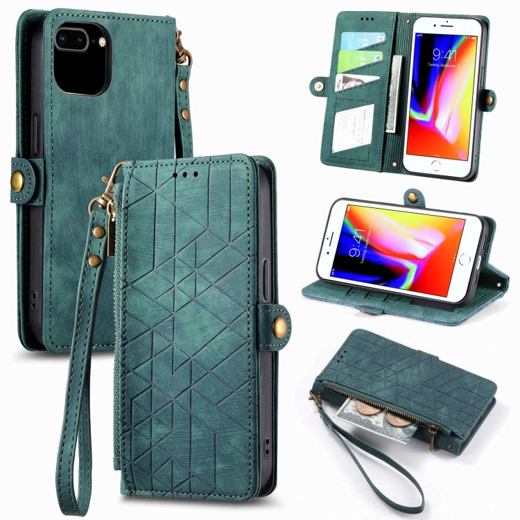Portafoglio con cerniera geometrica Portafoglio in pelle con fibbia laterale, For iPhone XS Max, For iPhone 7 Plus / 8 Plus, For iPhone 6 Plus / 6s Plus, For iPhone 6 / 6s