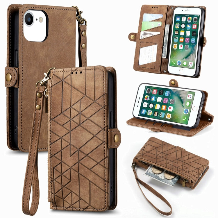 Portafoglio con cerniera geometrica Portafoglio in pelle con fibbia laterale, For iPhone XS Max, For iPhone 7 Plus / 8 Plus, For iPhone 6 Plus / 6s Plus, For iPhone 6 / 6s