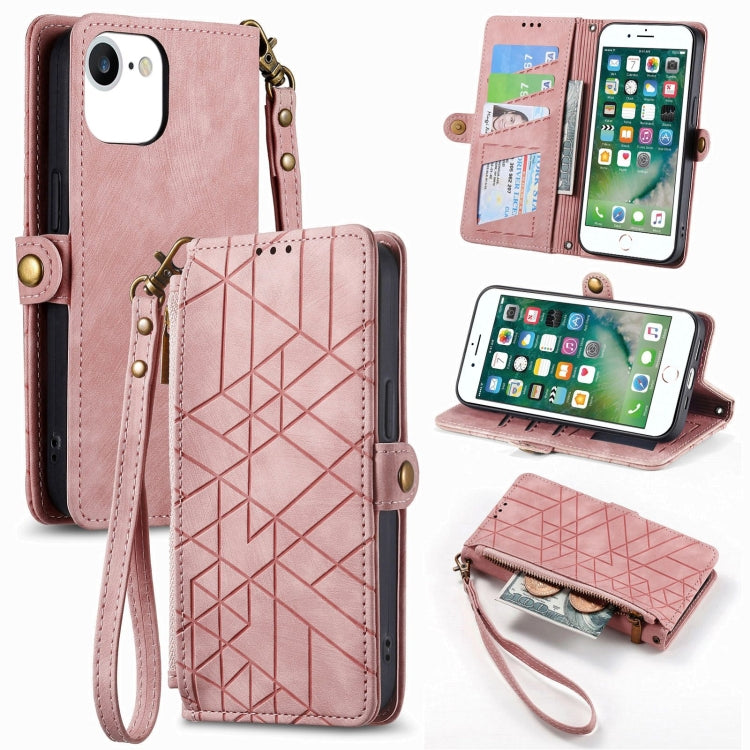 Portafoglio con cerniera geometrica Portafoglio in pelle con fibbia laterale, For iPhone XS Max, For iPhone 7 Plus / 8 Plus, For iPhone 6 Plus / 6s Plus, For iPhone 6 / 6s