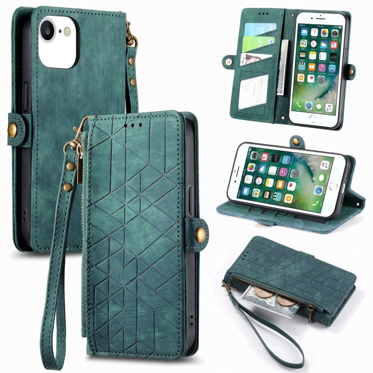 Portafoglio con cerniera geometrica Portafoglio in pelle con fibbia laterale, For iPhone XS Max, For iPhone 7 Plus / 8 Plus, For iPhone 6 Plus / 6s Plus, For iPhone 6 / 6s