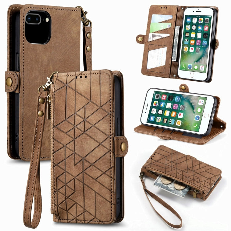 Portafoglio con cerniera geometrica Portafoglio in pelle con fibbia laterale, For iPhone XS Max, For iPhone 7 Plus / 8 Plus, For iPhone 6 Plus / 6s Plus, For iPhone 6 / 6s