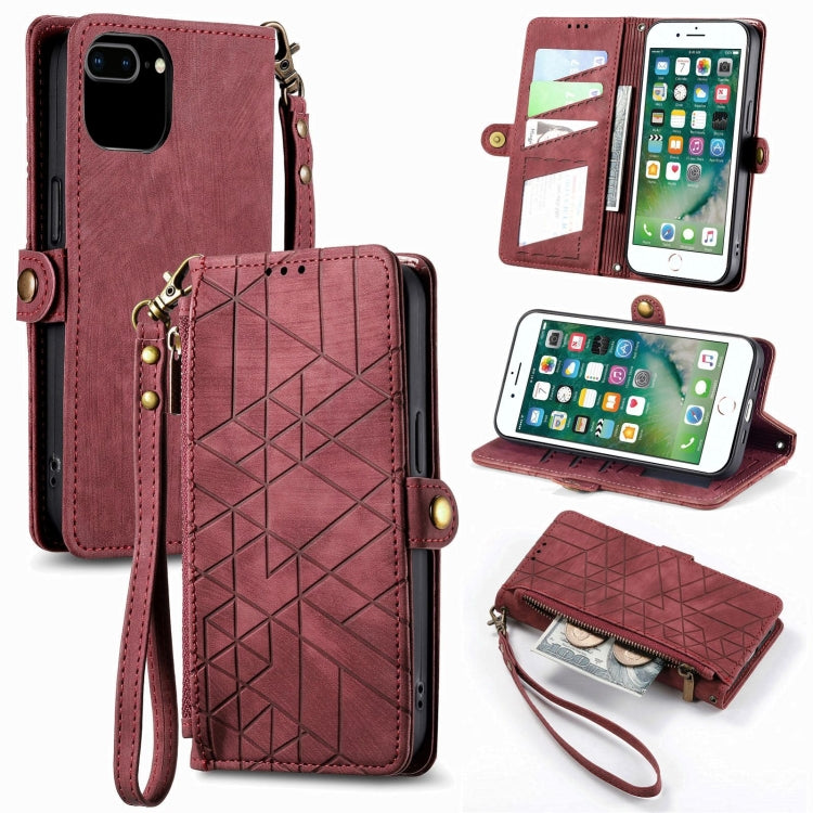 Portafoglio con cerniera geometrica Portafoglio in pelle con fibbia laterale, For iPhone XS Max, For iPhone 7 Plus / 8 Plus, For iPhone 6 Plus / 6s Plus, For iPhone 6 / 6s
