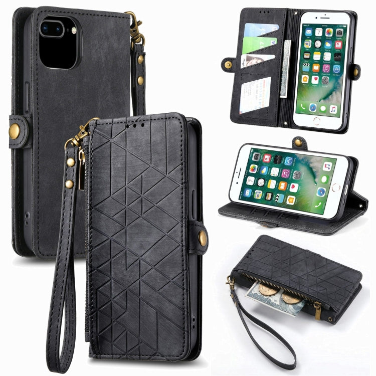 Portafoglio con cerniera geometrica Portafoglio in pelle con fibbia laterale, For iPhone XS Max, For iPhone 7 Plus / 8 Plus, For iPhone 6 Plus / 6s Plus, For iPhone 6 / 6s