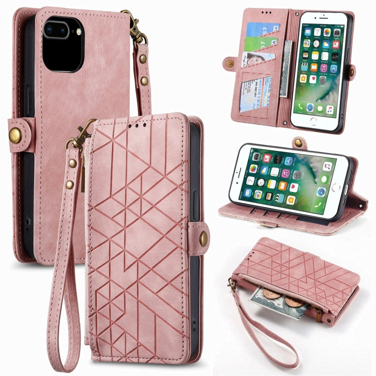 Portafoglio con cerniera geometrica Portafoglio in pelle con fibbia laterale, For iPhone XS Max, For iPhone 7 Plus / 8 Plus, For iPhone 6 Plus / 6s Plus, For iPhone 6 / 6s