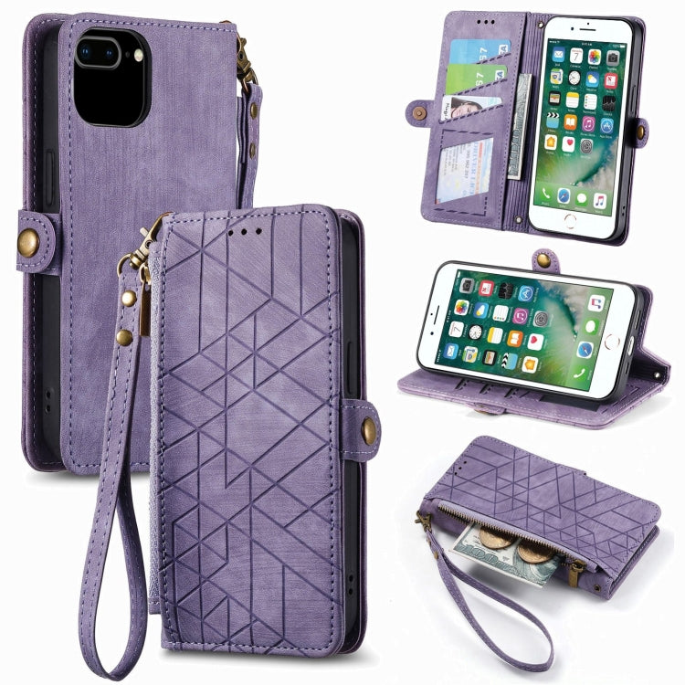 Portafoglio con cerniera geometrica Portafoglio in pelle con fibbia laterale, For iPhone XS Max, For iPhone 7 Plus / 8 Plus, For iPhone 6 Plus / 6s Plus, For iPhone 6 / 6s