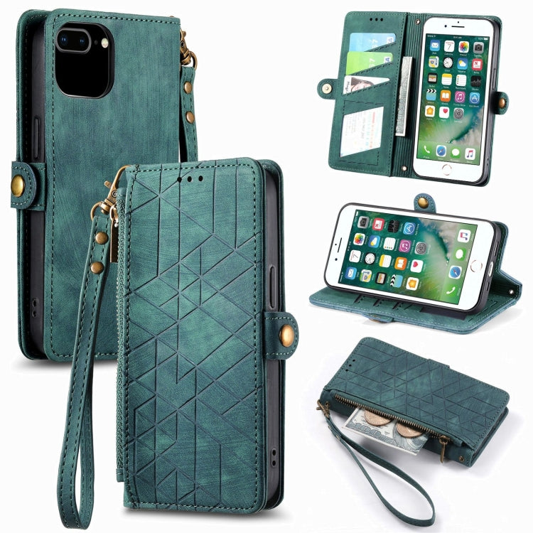 Portafoglio con cerniera geometrica Portafoglio in pelle con fibbia laterale, For iPhone XS Max, For iPhone 7 Plus / 8 Plus, For iPhone 6 Plus / 6s Plus, For iPhone 6 / 6s