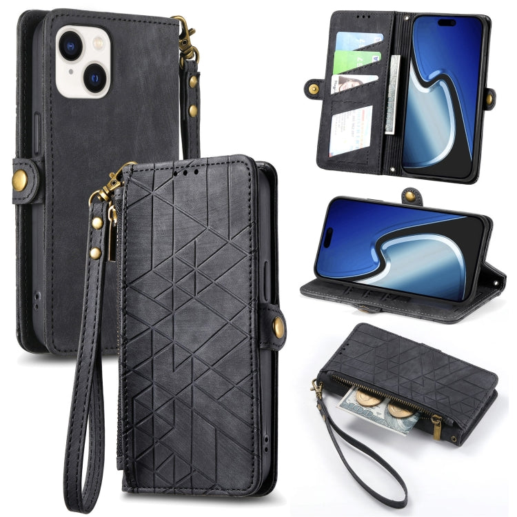 Custodia portafoglio in pelle con cerniera per iPhone 13 e 14 Pro