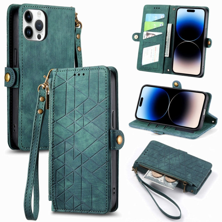Custodia portafoglio in pelle con cerniera per iPhone 14 e 15