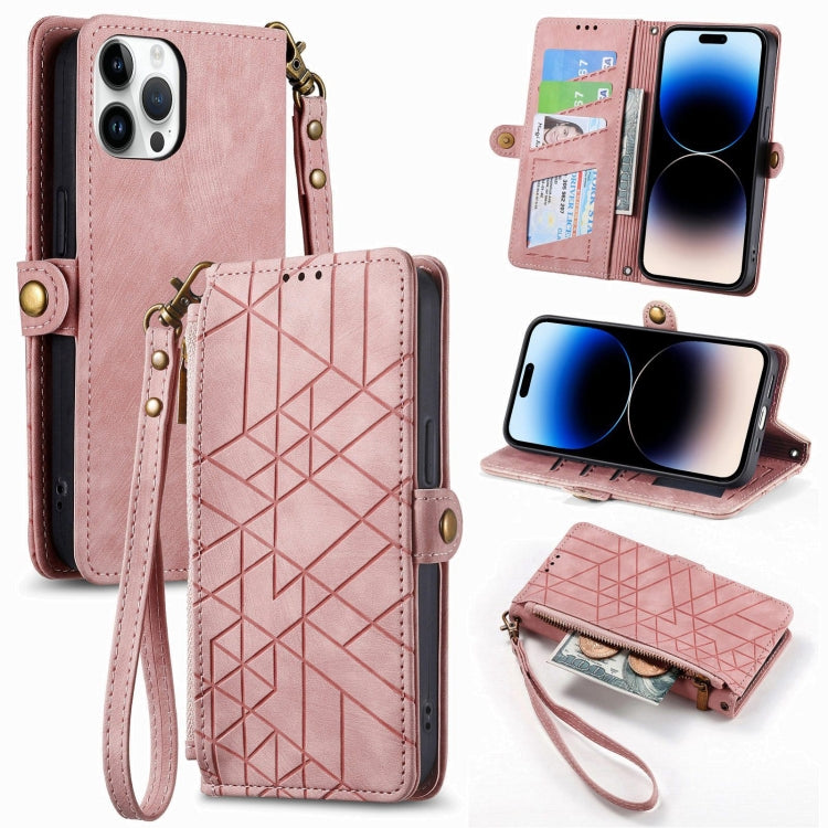 Custodia portafoglio in pelle con cerniera per iPhone 14 e 15
