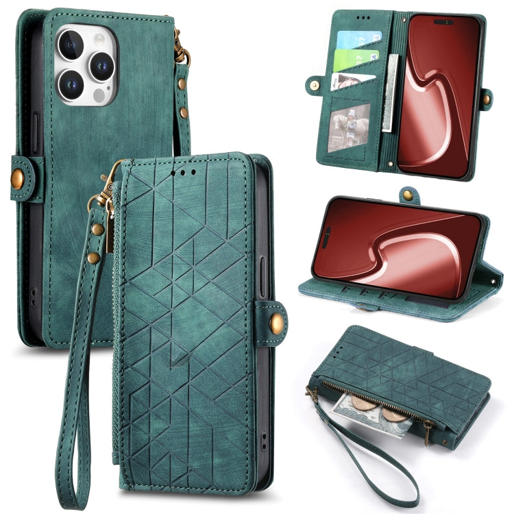 Custodia portafoglio in pelle con cerniera per iPhone 15 e 16