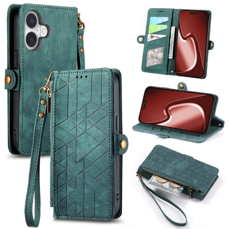 Custodia portafoglio in pelle con cerniera per iPhone 15 e 16